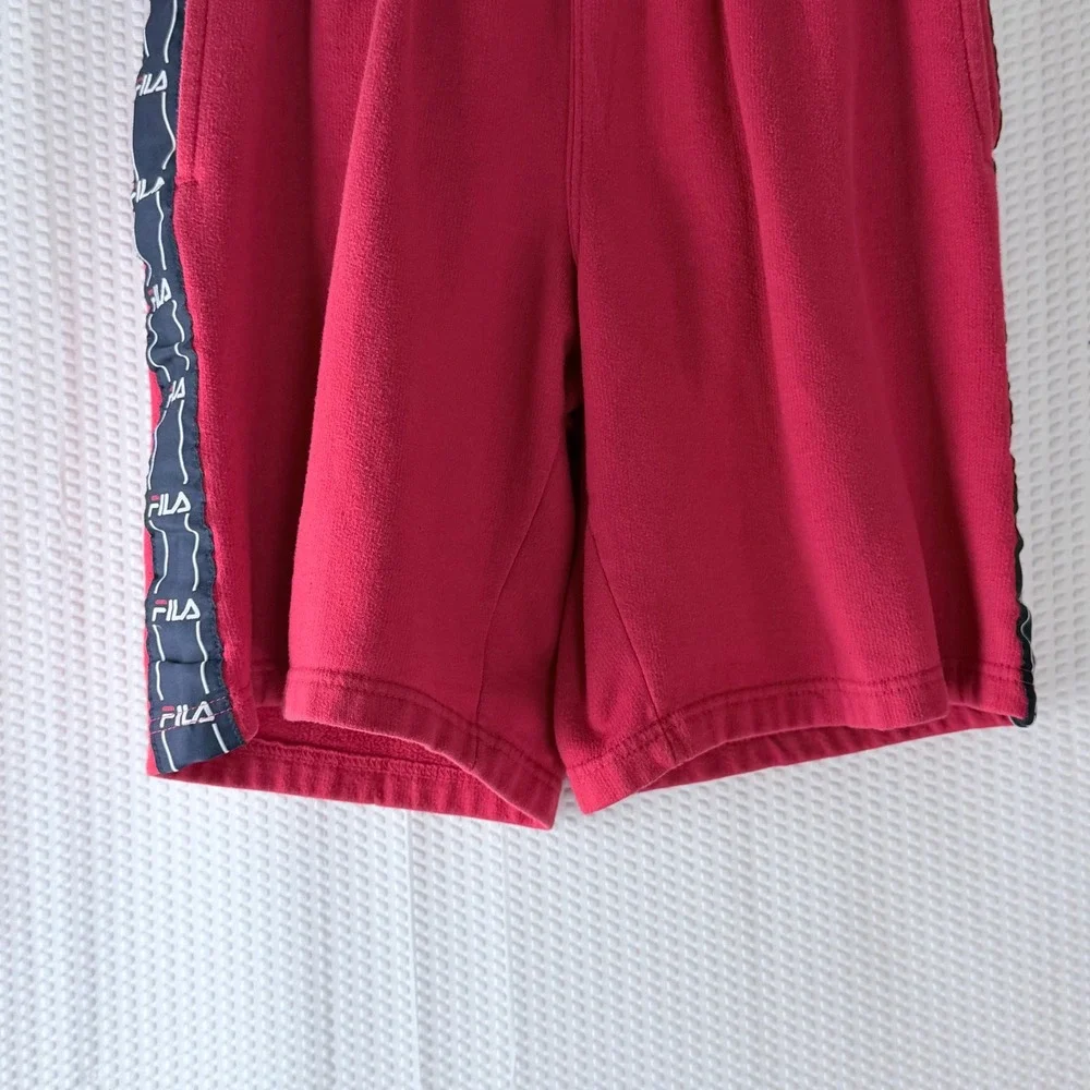 Fila Sportswear Red Taped Logo Athletic Shorts Mens‎ Small Elastic Waist